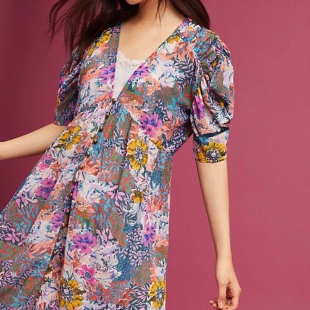 Anthropologie Akemi + Kin Floral Sheer Midi Floral Duster/Dress in size S